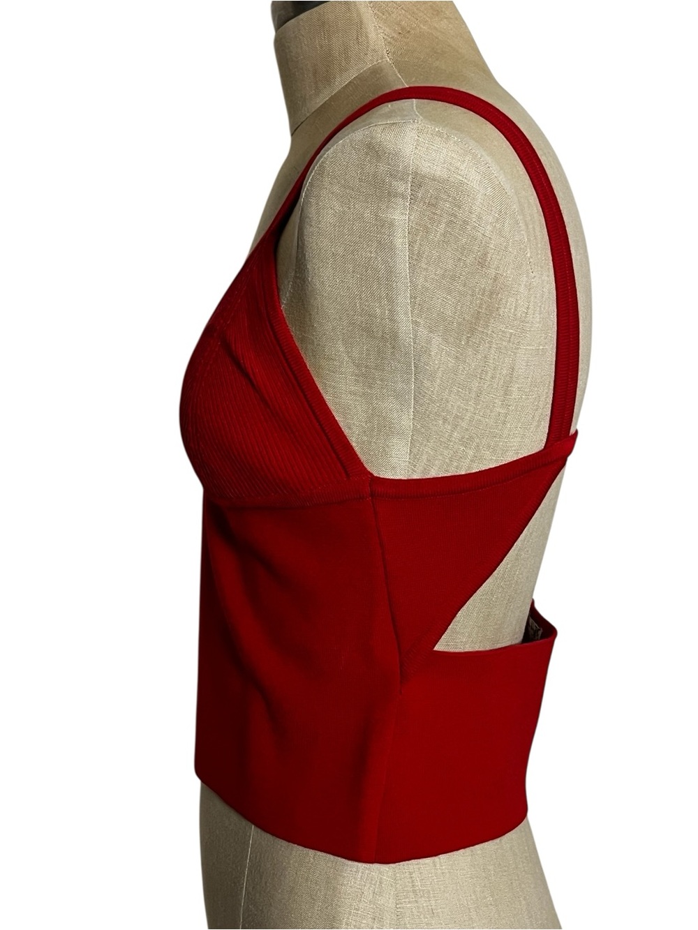 Free People Intimately Teagan Swit Red Knit Ribbed Cropped Cami Cutout M NWT - Picture 4 of 11